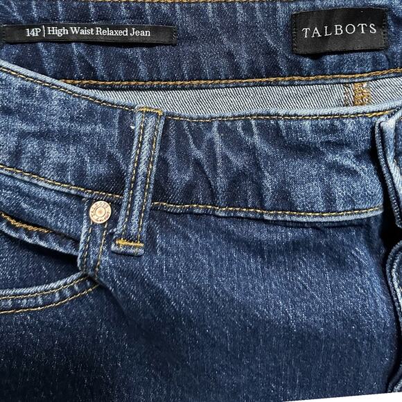 TALBOTS Jeans Womens Size 14P Blue High Waist Relaxed Fit Huron Wash - Picture 5 of 6